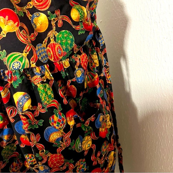 Saddle River Vintage Women’s Colorful on Black Ornament Print Maxi Dress Pockets - Picture 3 of 9